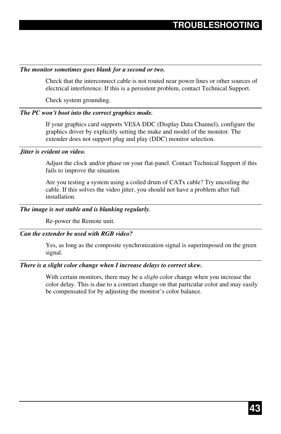 Troubleshooting | Black Box ACU2222A User Manual | Page 44 / 66