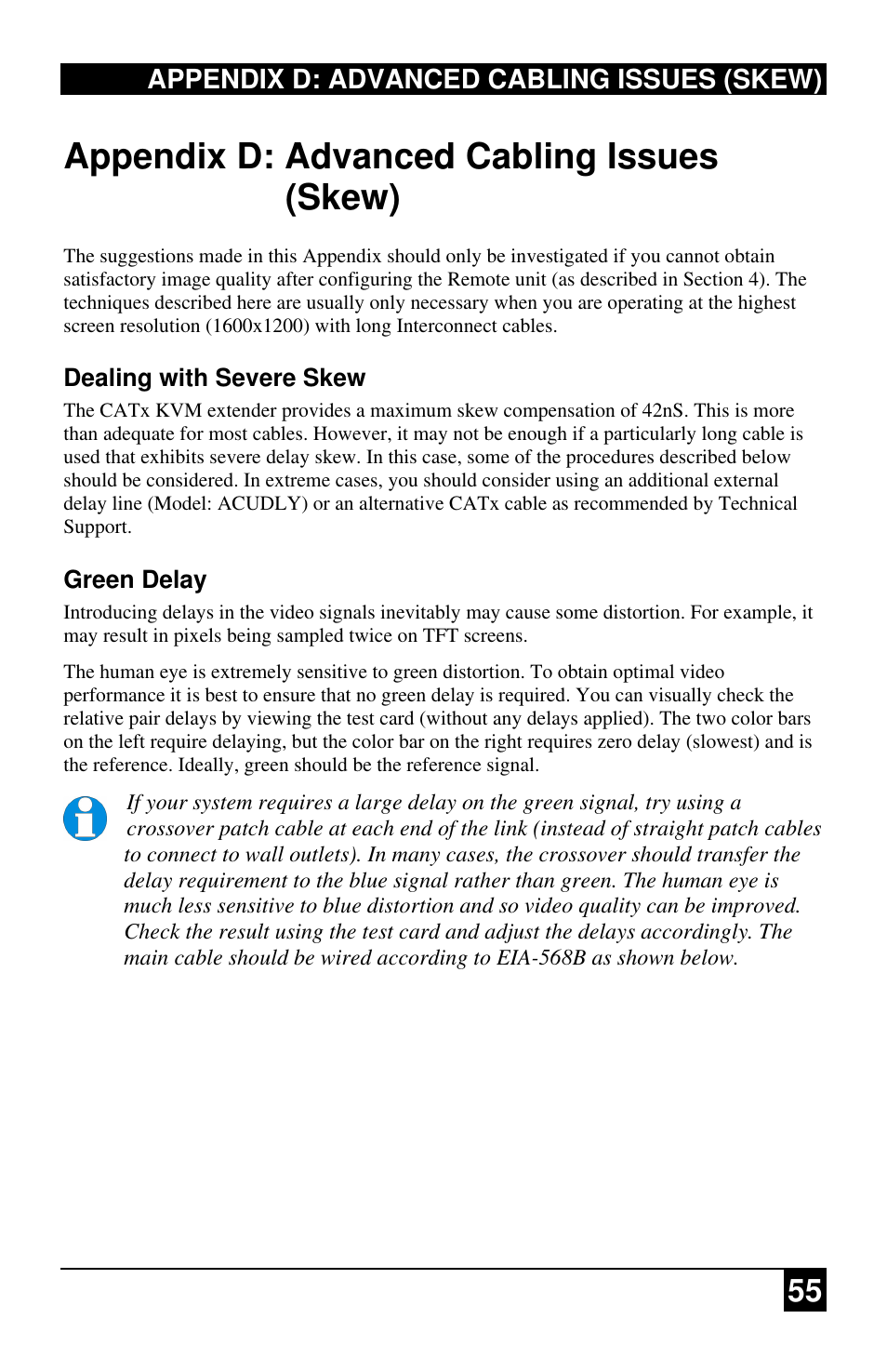 Appendix d: advanced cabling issues (skew) | Black Box ACU2222A User Manual | Page 56 / 66