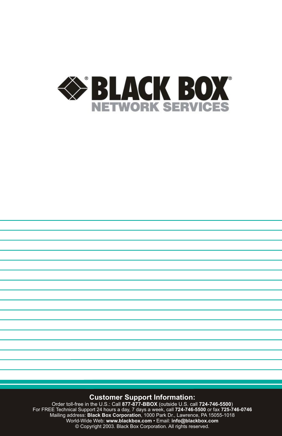 Customer support information | Black Box ACU2222A User Manual | Page 66 / 66