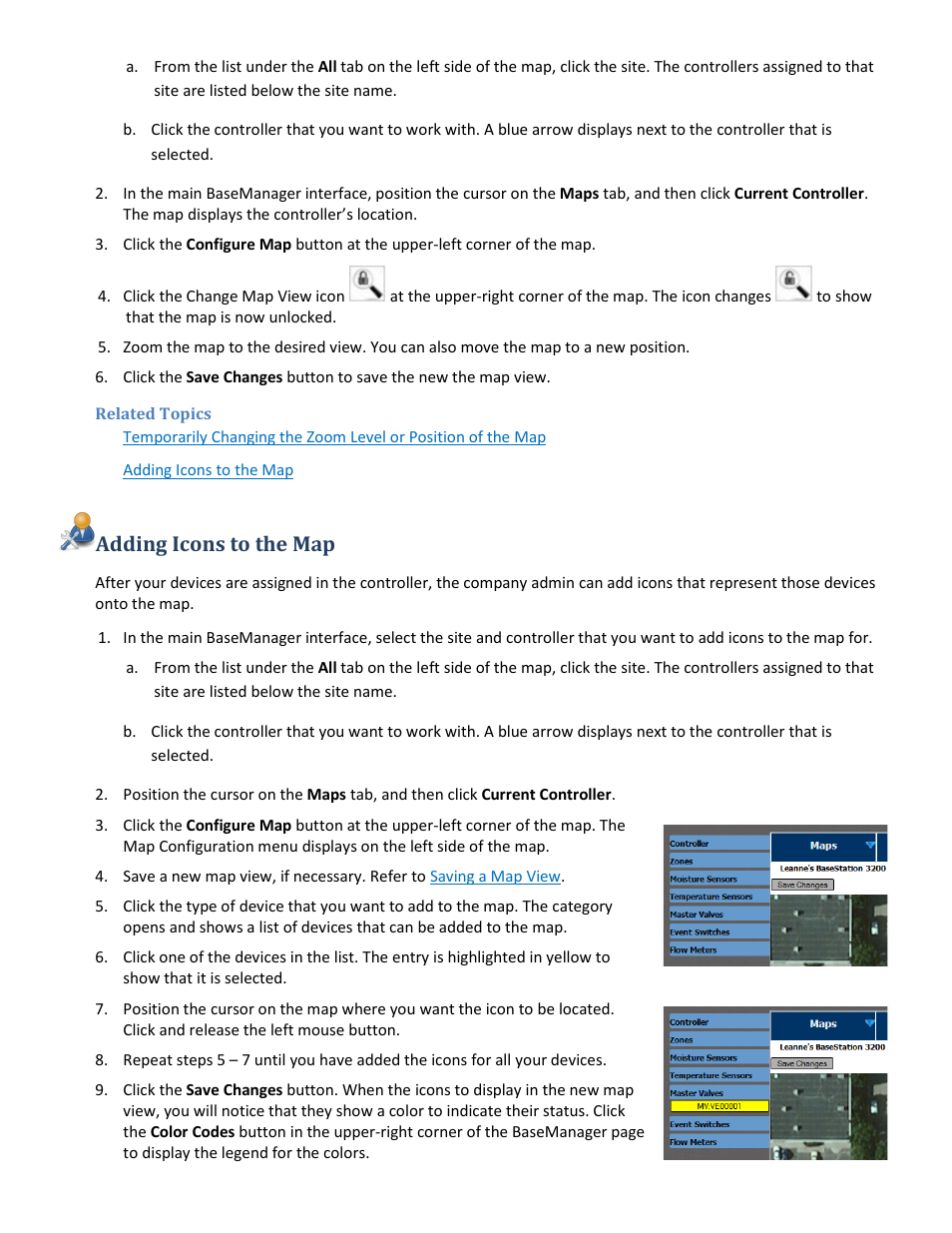 Related topics, Adding icons to the map | Baseline Systems BaseManager 2.0 User Manual | Page 25 / 32