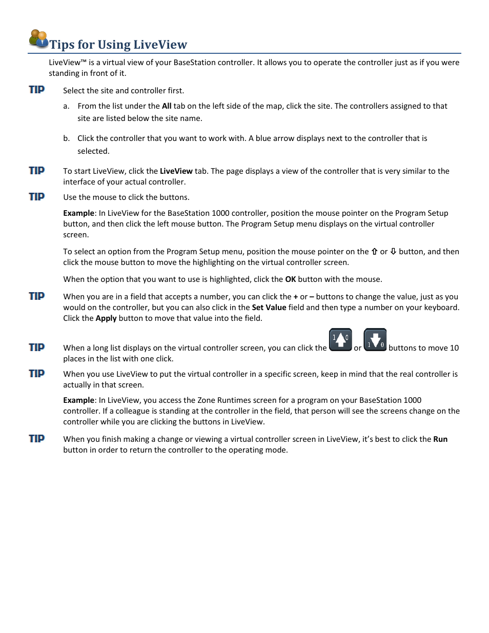 Tips for using liveview | Baseline Systems BaseManager 2.0 User Manual | Page 32 / 32