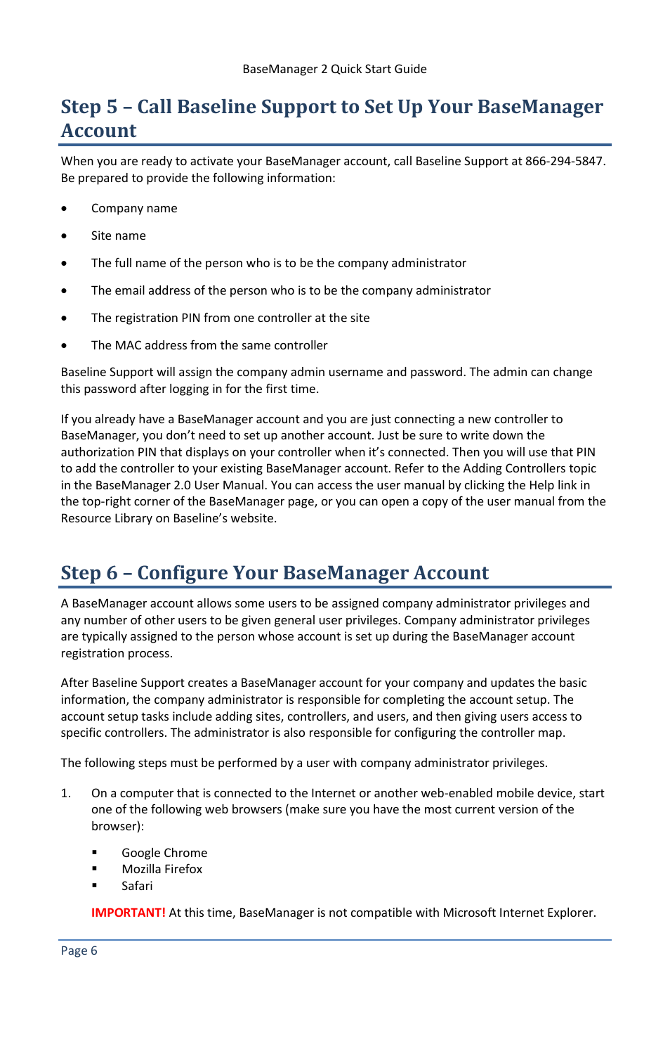 Step 6 – configure your basemanager account | Baseline Systems BaseManager 2.0 User Manual | Page 10 / 14