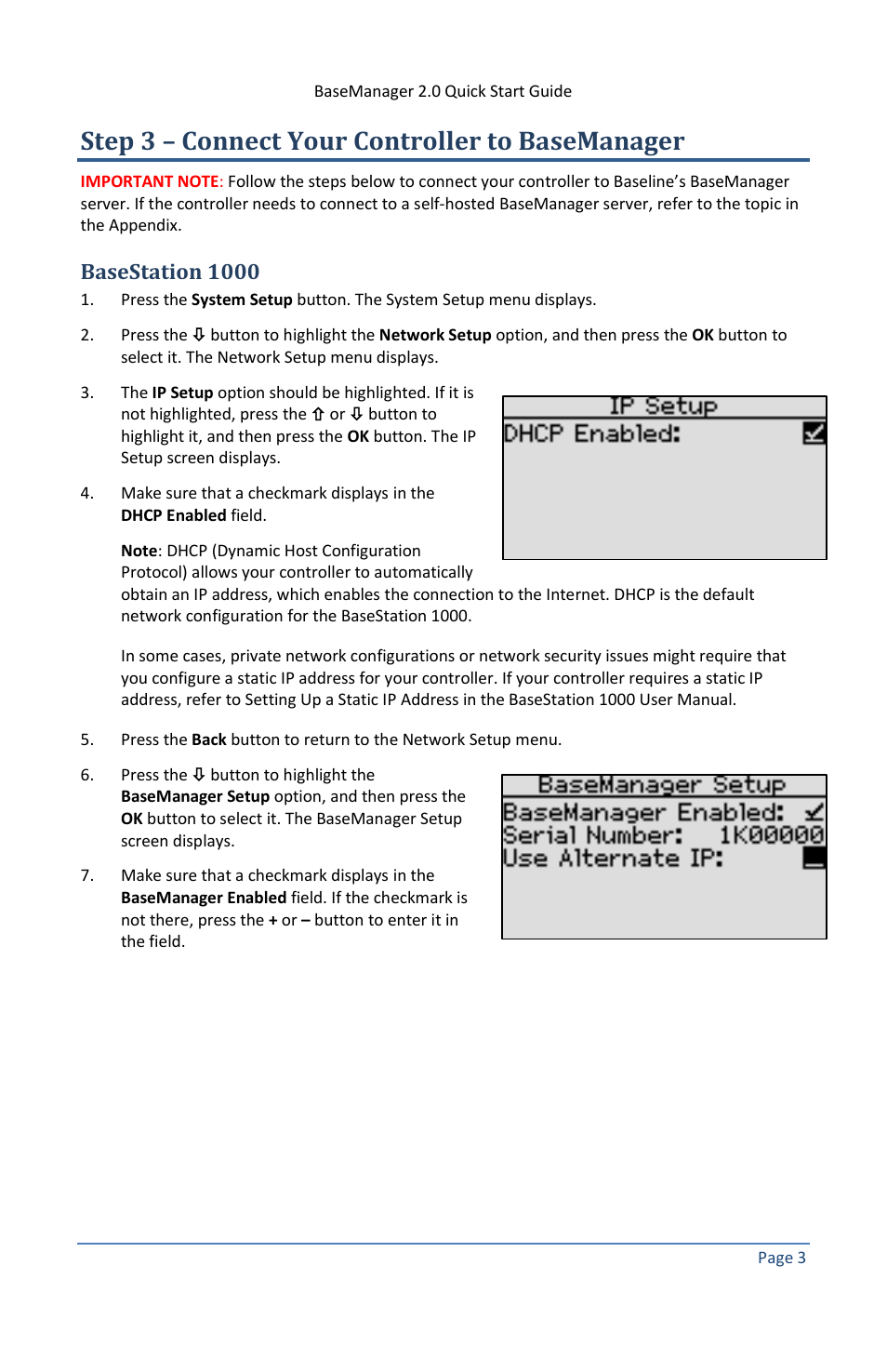 Step 3 – connect your controller to basemanager, Basestation 1000 | Baseline Systems BaseManager 2.0 User Manual | Page 7 / 14