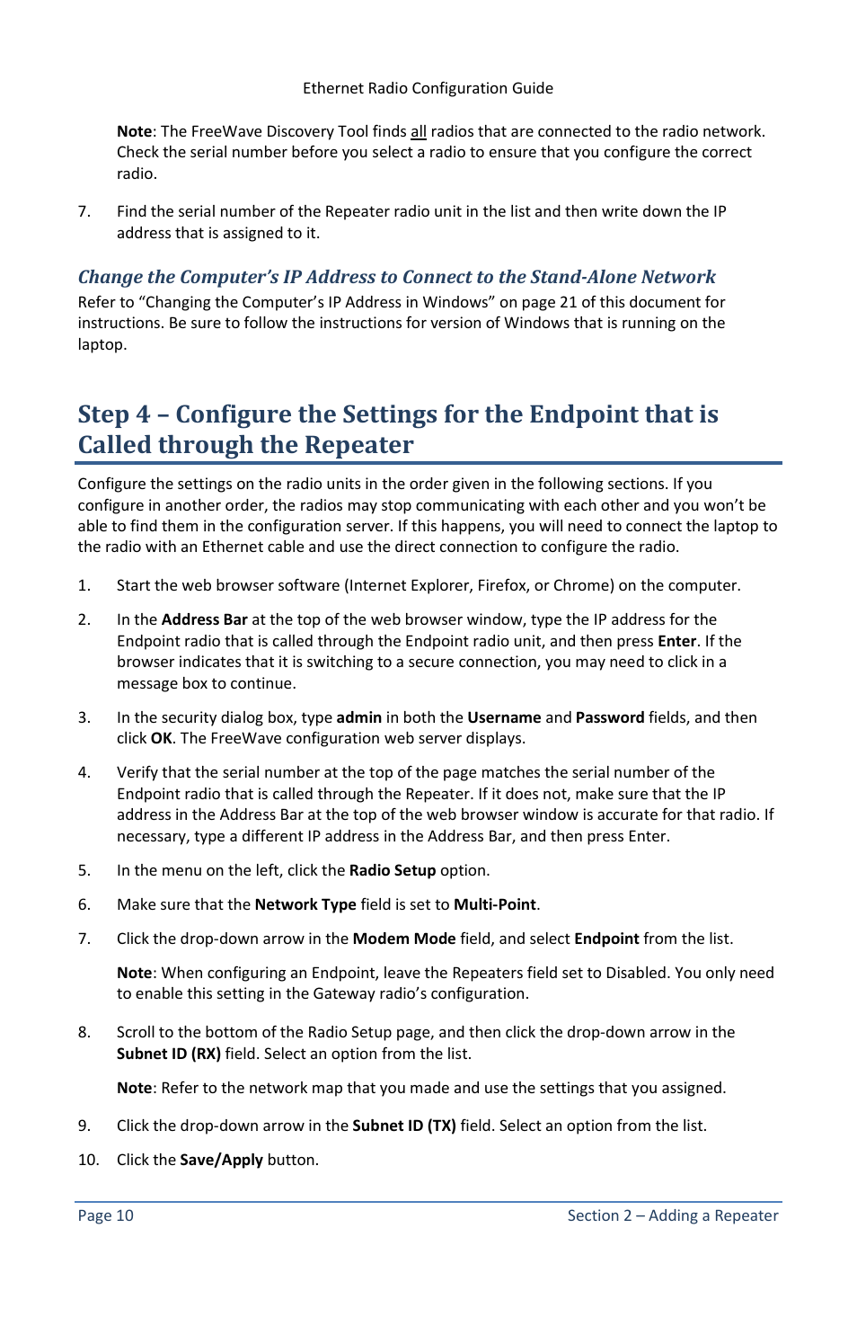 Baseline Systems Ethernet Radio User Manual | Page 16 / 35