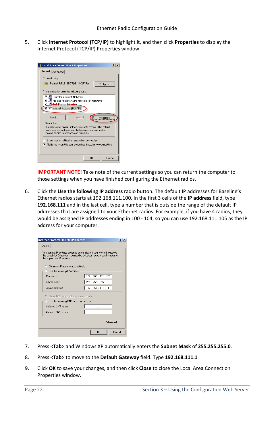 Baseline Systems Ethernet Radio User Manual | Page 28 / 35