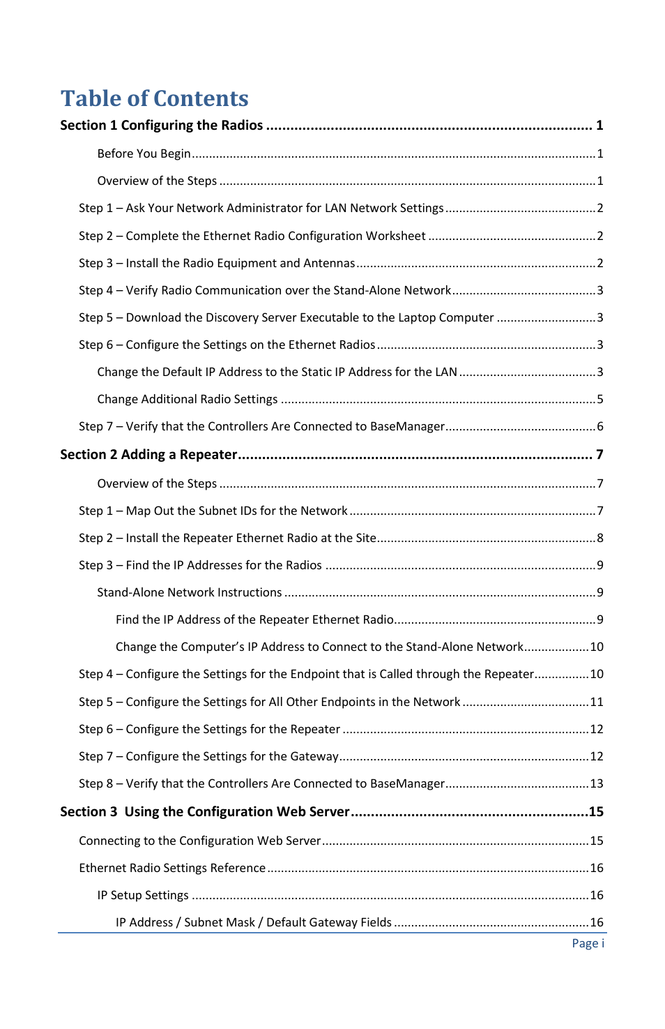 Baseline Systems Ethernet Radio User Manual | Page 3 / 35