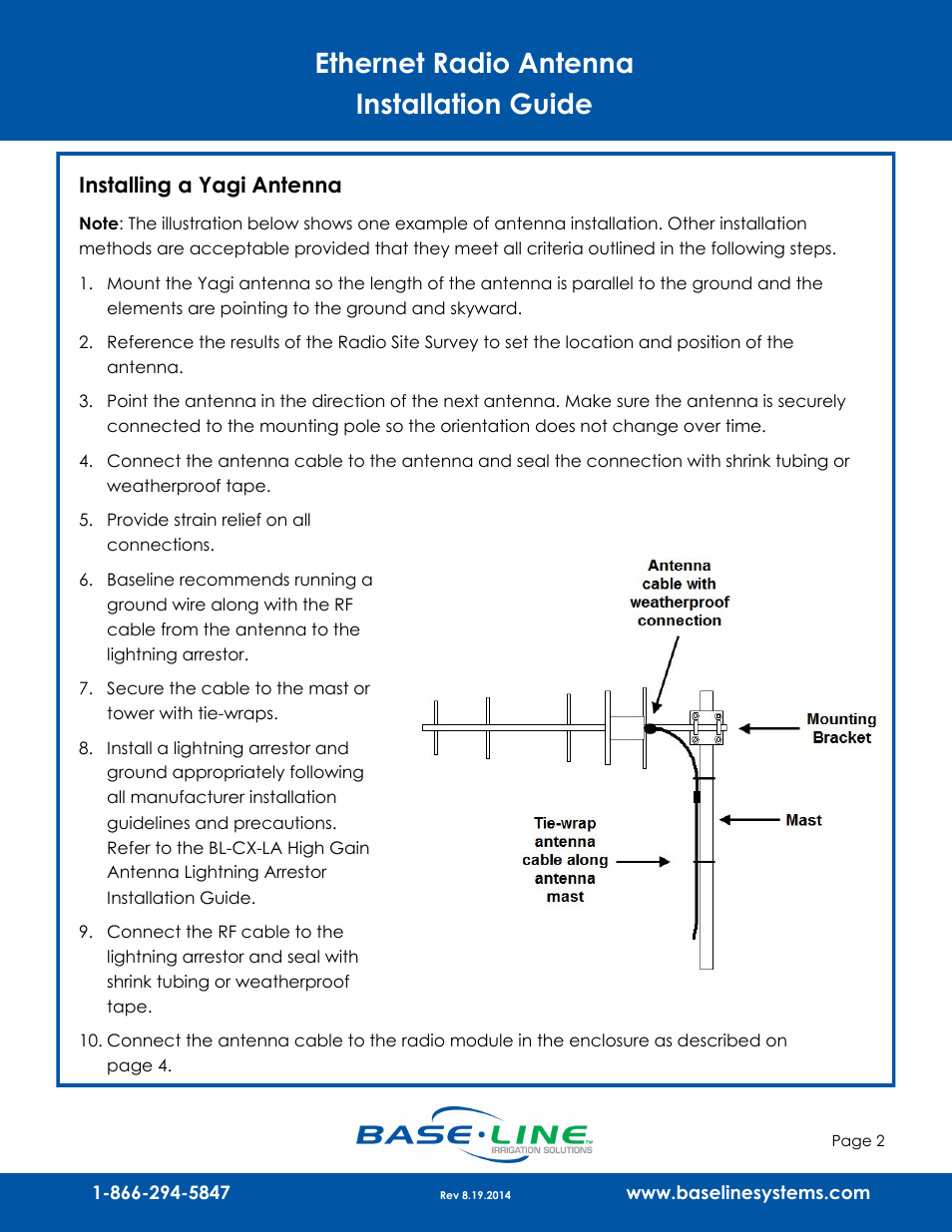 Ethernet radio antenna installation guide | Baseline Systems Ethernet Radio Antenna User Manual | Page 2 / 4