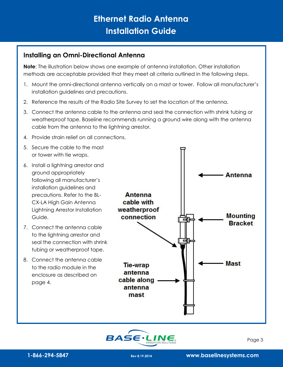 Ethernet radio antenna installation guide | Baseline Systems Ethernet Radio Antenna User Manual | Page 3 / 4