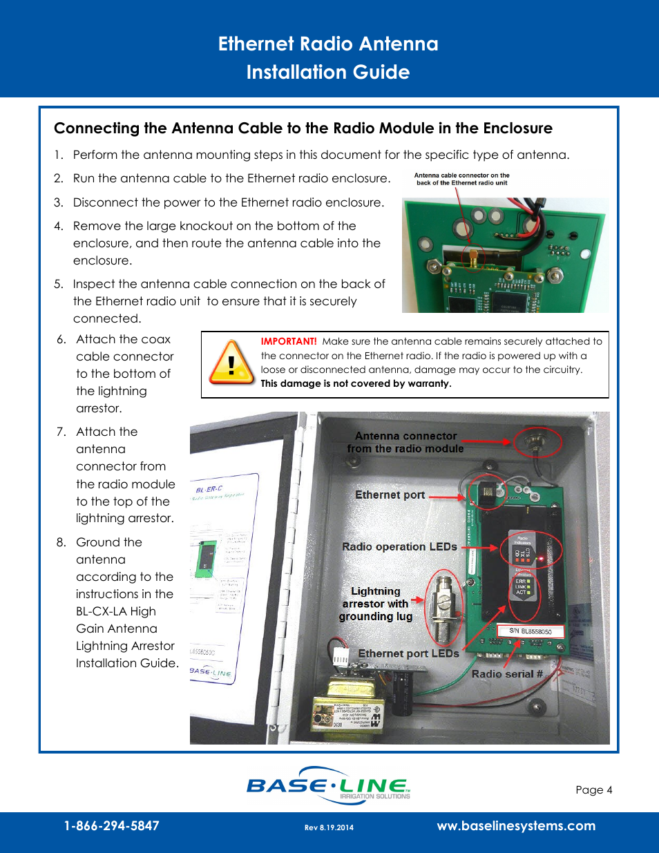 Ethernet radio antenna installation guide | Baseline Systems Ethernet Radio Antenna User Manual | Page 4 / 4