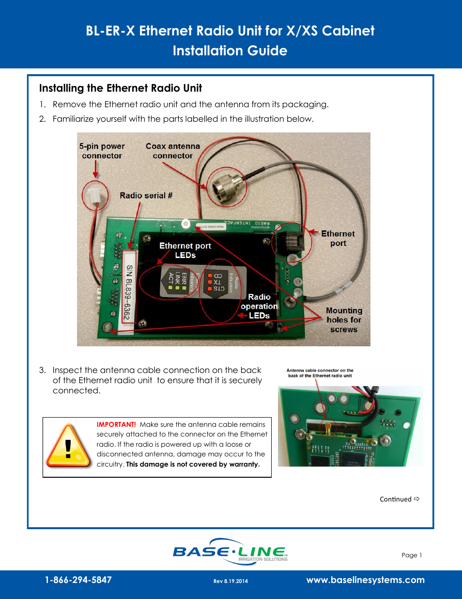 Baseline Systems Ethernet Radio User Manual | 2 pages
