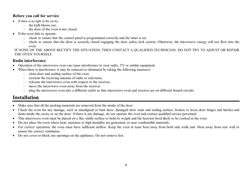 Installation | Hyundai H-MW1021 User Manual | Page 4 / 24