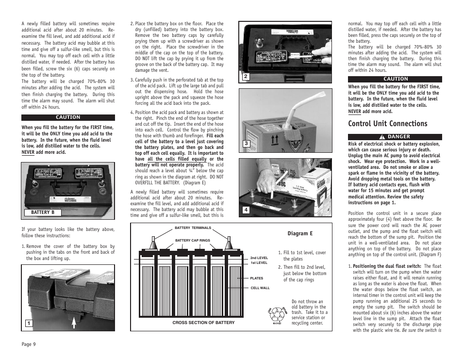Control unit connections | Basement Watchdog Big Dog User Manual | Page 10 / 20