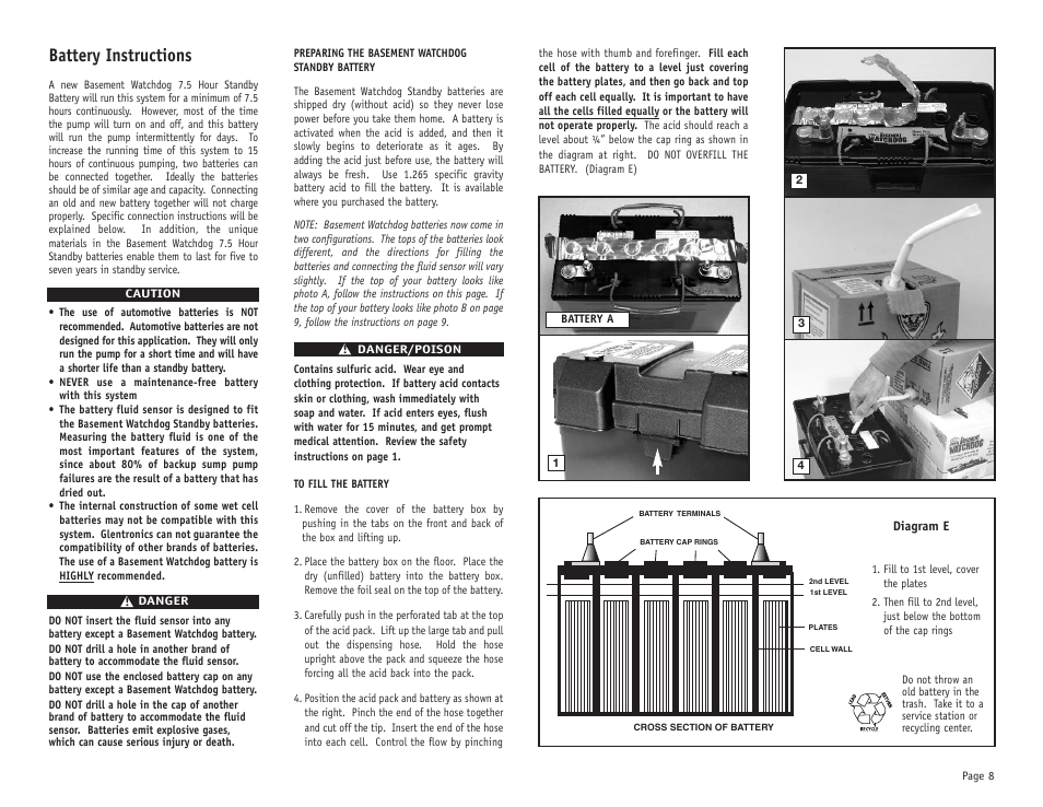 Battery instructions | Basement Watchdog Big Dog User Manual | Page 9 / 20