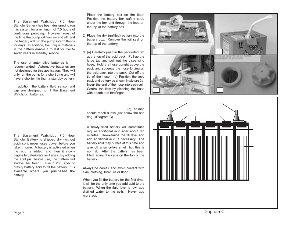 Battery instructions, Diagram c | Basement Watchdog Big Dog User Manual | Page 8 / 16