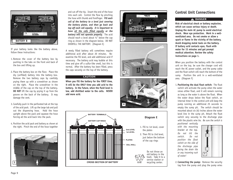 Control unit connections | Basement Watchdog Special User Manual | Page 10 / 20