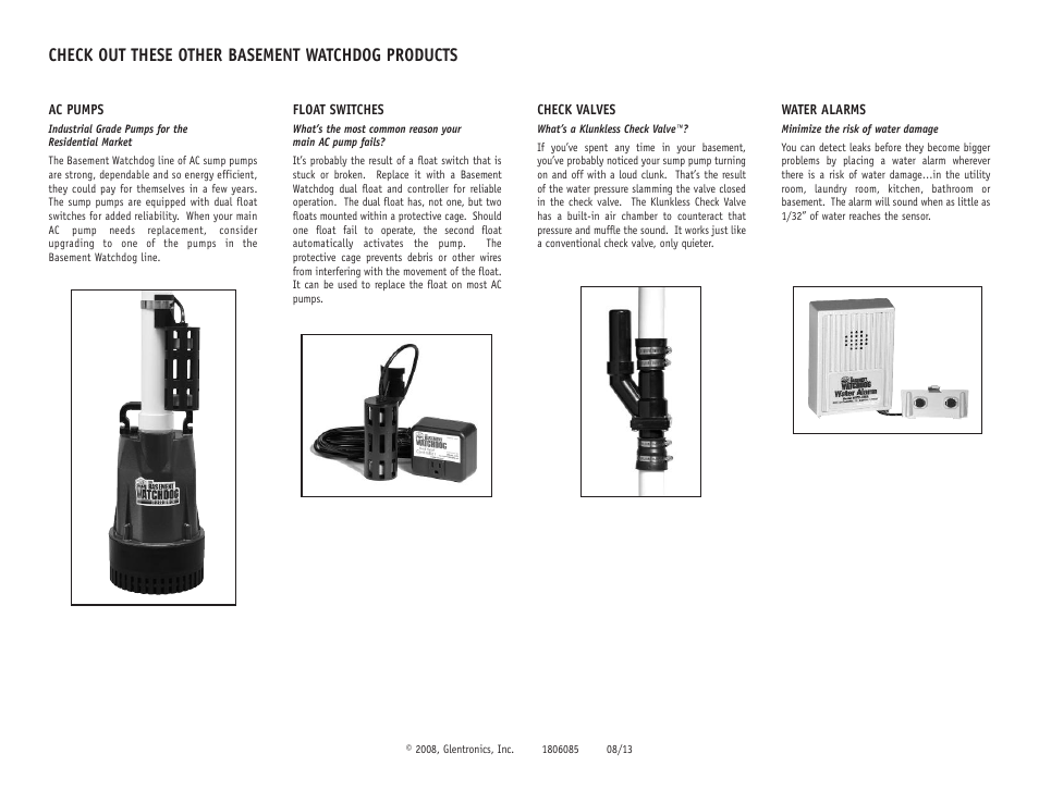 Check out these other basement watchdog products | Basement Watchdog Special User Manual | Page 20 / 20