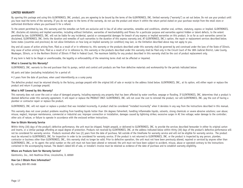 Basement Watchdog Emergency User Manual | Page 18 / 20