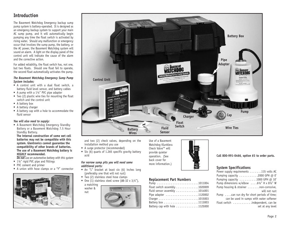 Introduction | Basement Watchdog Emergency User Manual | Page 3 / 20