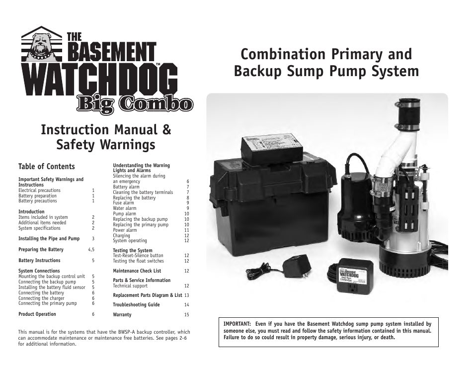 Basement Watchdog Big Combo User Manual | 16 pages