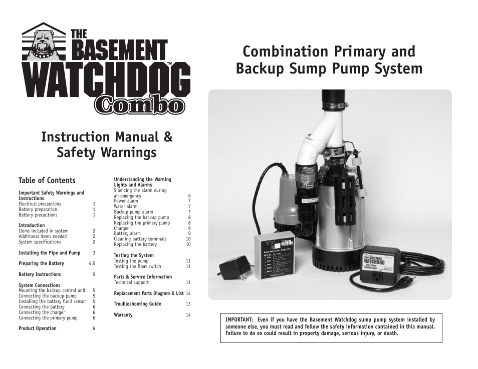 Basement Watchdog Combo User Manual | 15 pages