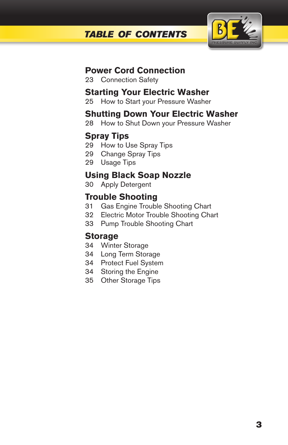 BE Pressure supply 270cc Honda GX270 B389HC User Manual | Page 3 / 36