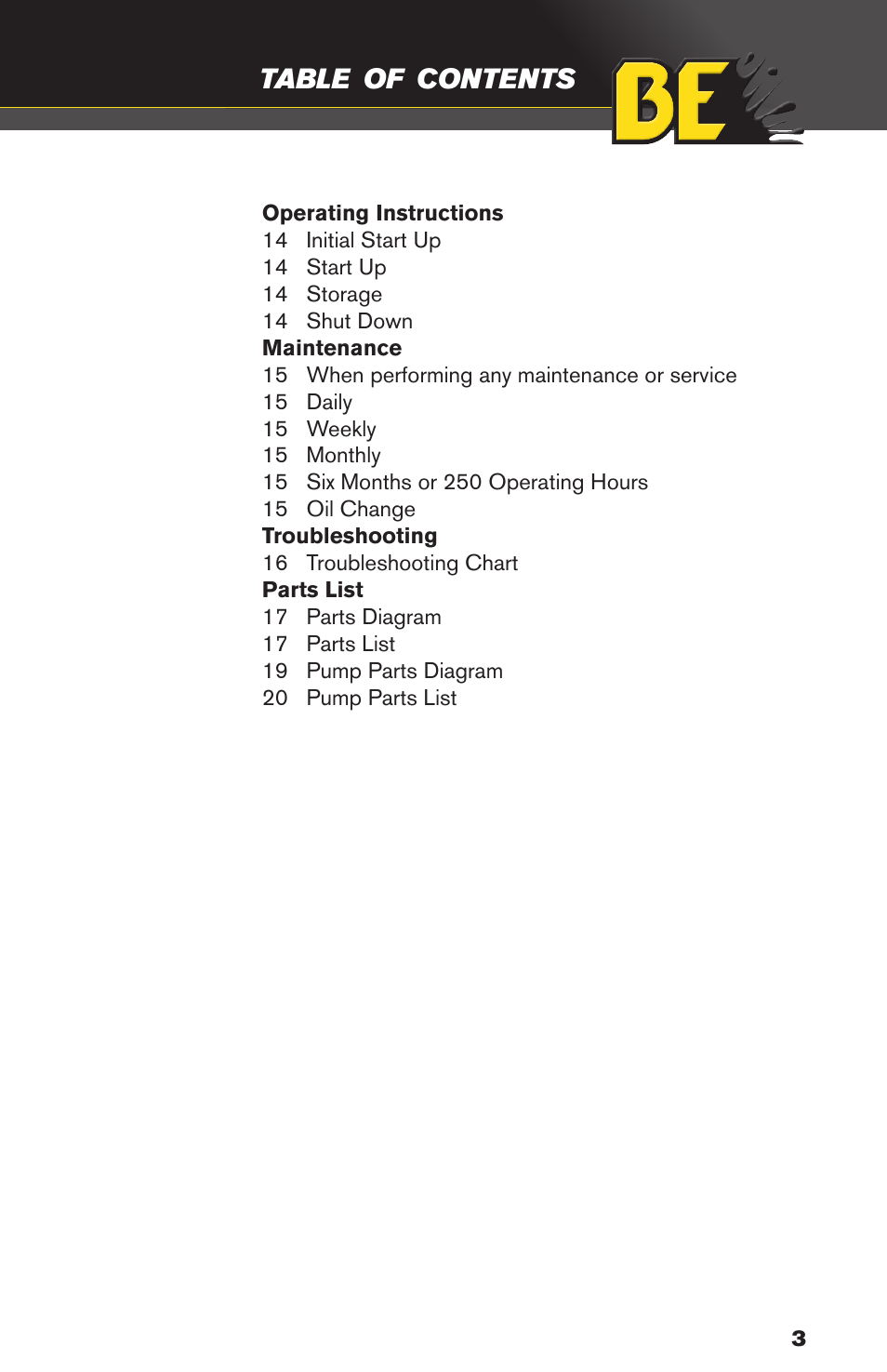 BE Pressure supply 8 Gallon Wheeled Gas Air Compressor AC708RB User Manual | Page 3 / 24