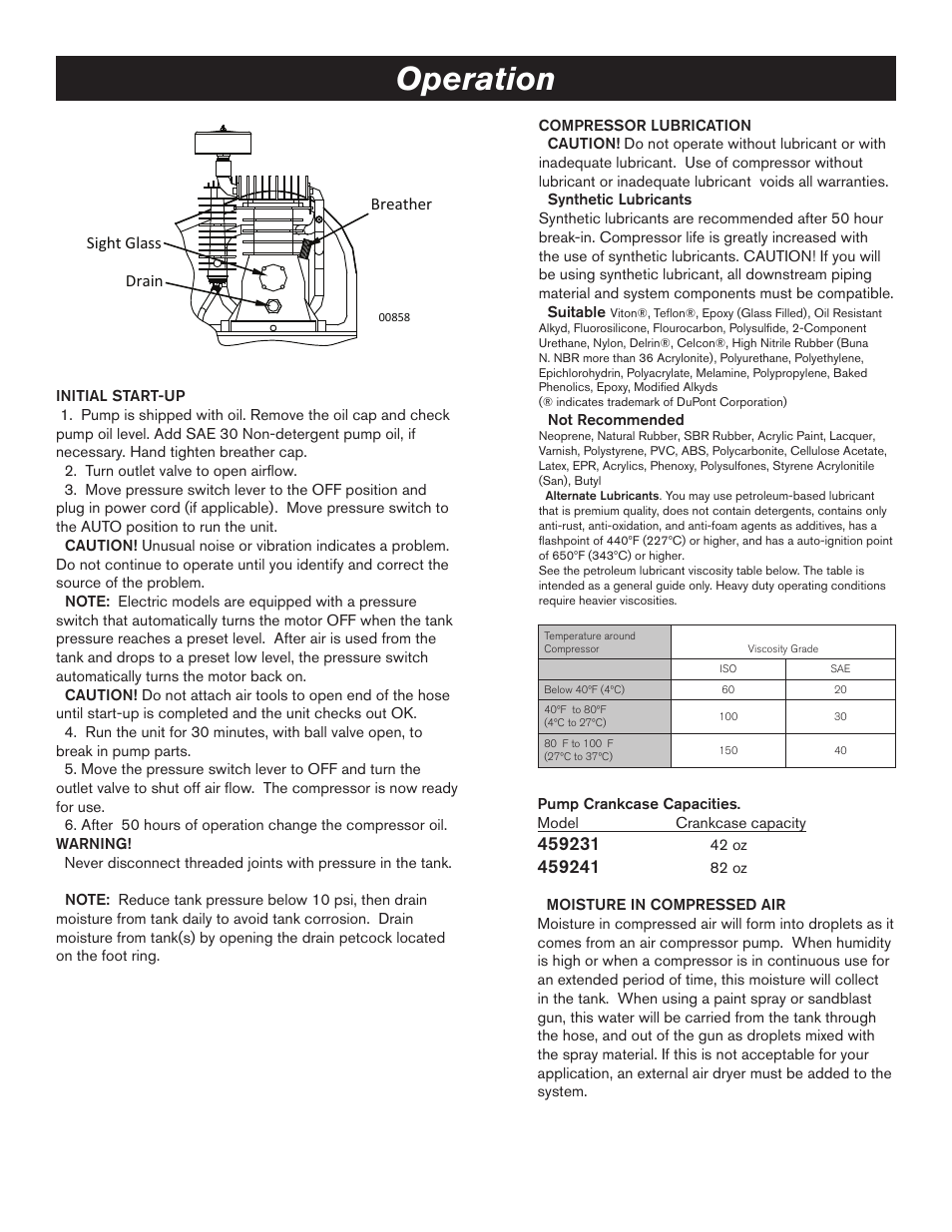 Operation | BE Pressure supply 80 Gallon Air Compressor AC5080B3 User Manual | Page 6 / 14