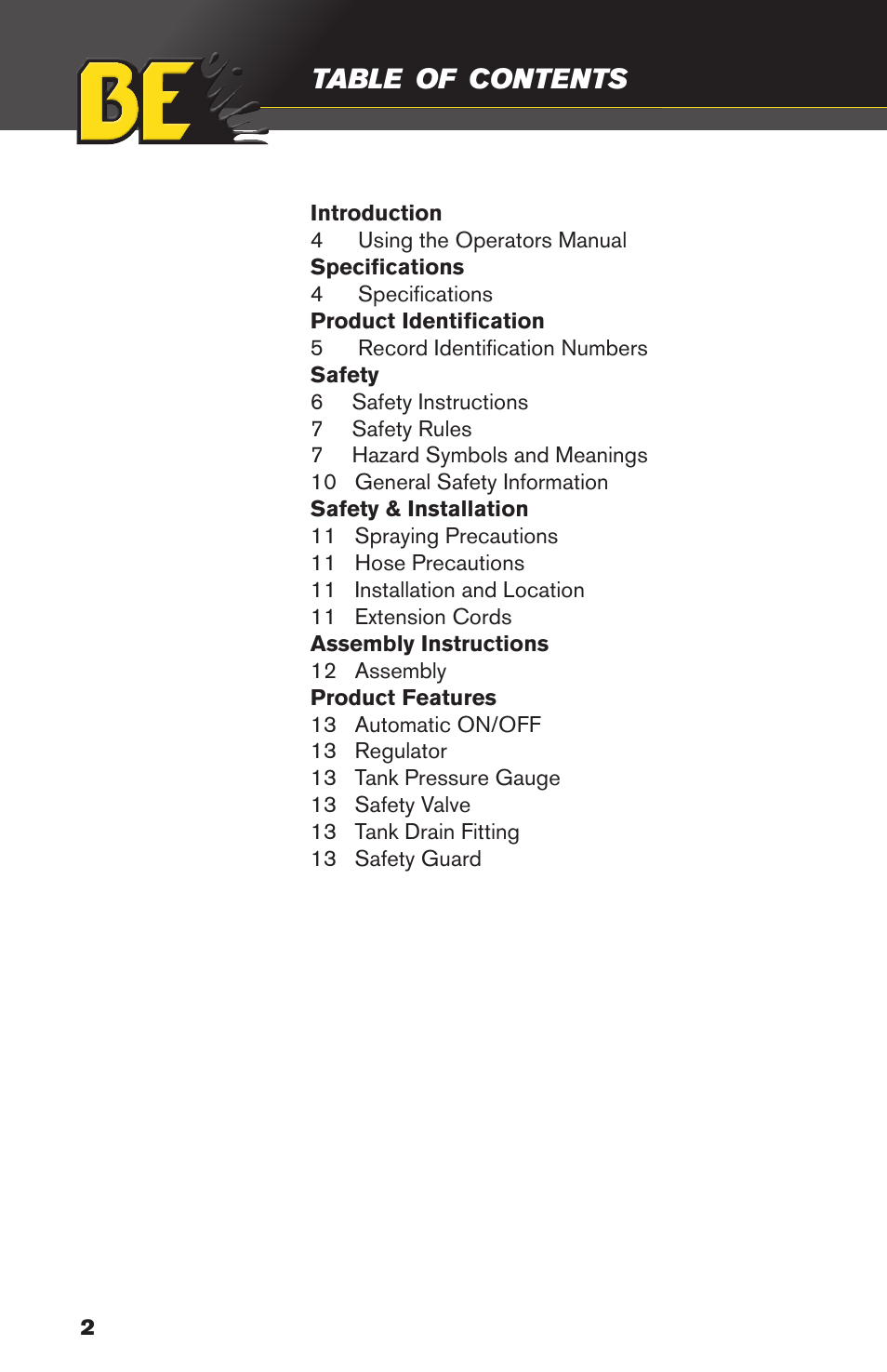 BE Pressure supply 8 Gallon Wheeled Gas Air Compressor AC658HB User Manual | Page 2 / 20