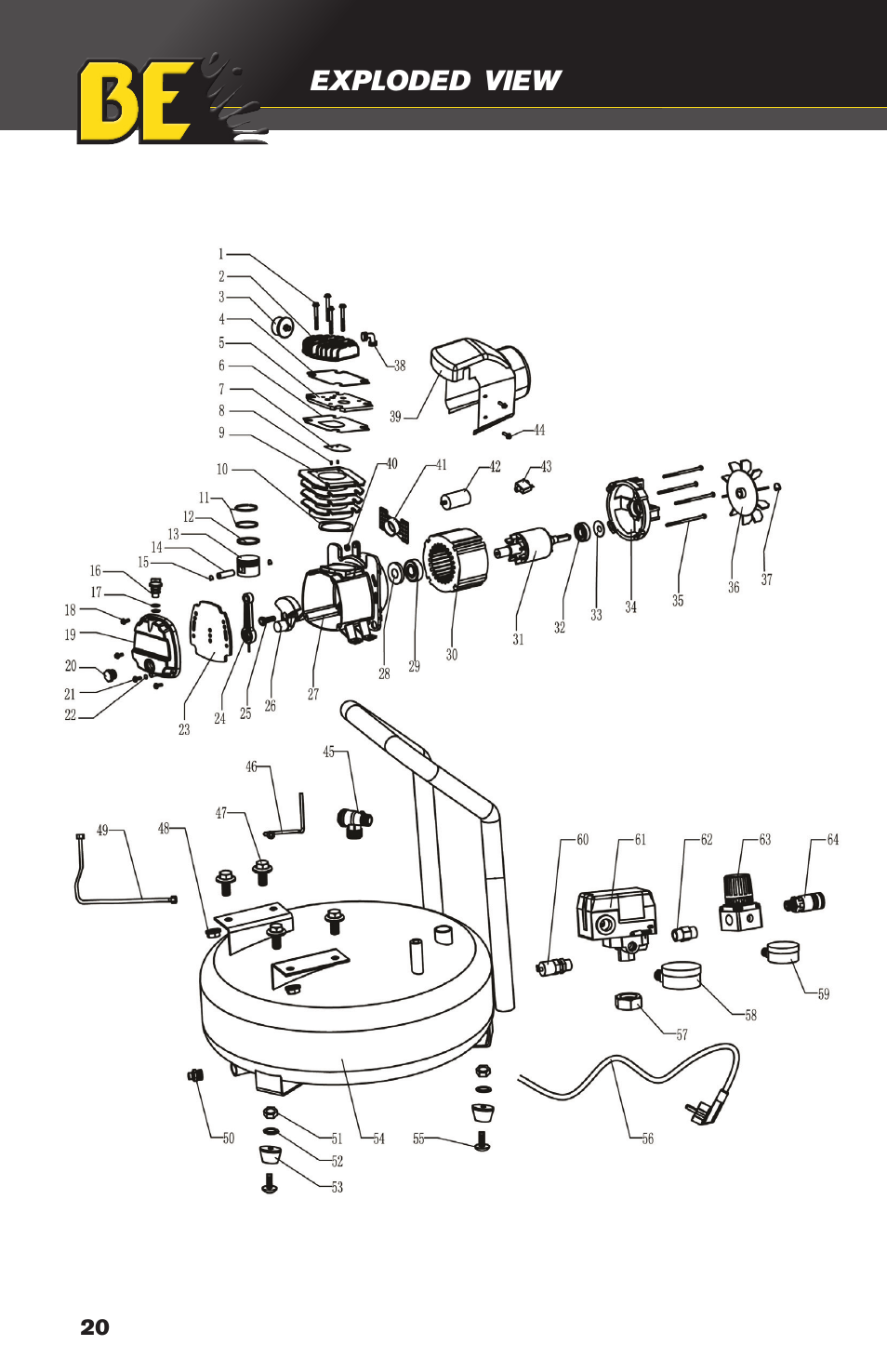 BE Pressure supply 4 Gallon Horizontal Air Compressor AC204 User Manual | Page 20 / 24