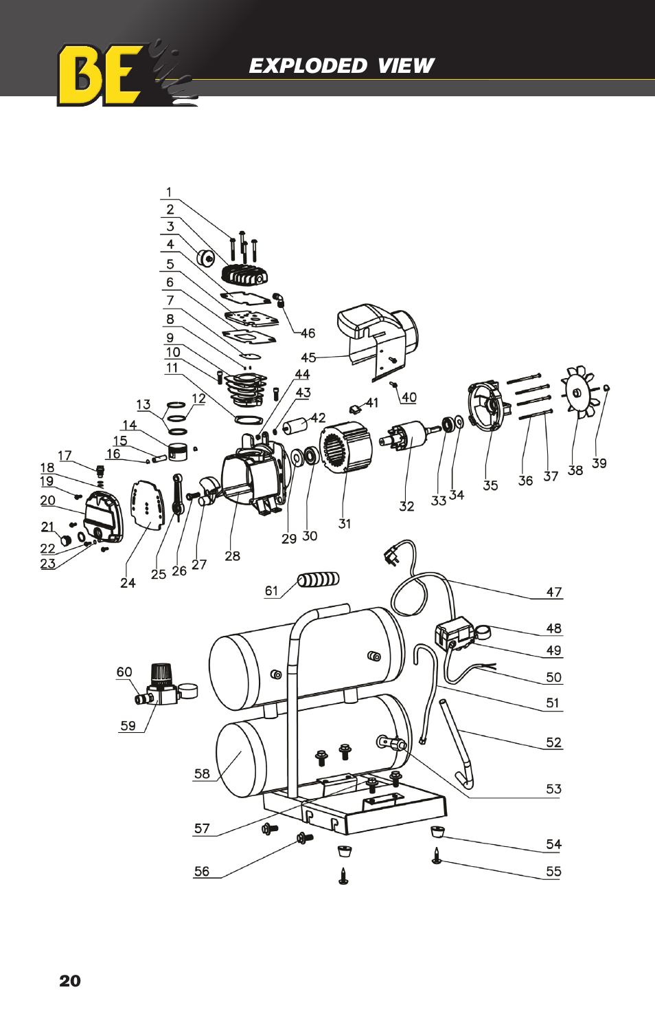 BE Pressure supply 5 Gallon Twin Tank Air Compressor AC205X User Manual | Page 20 / 24