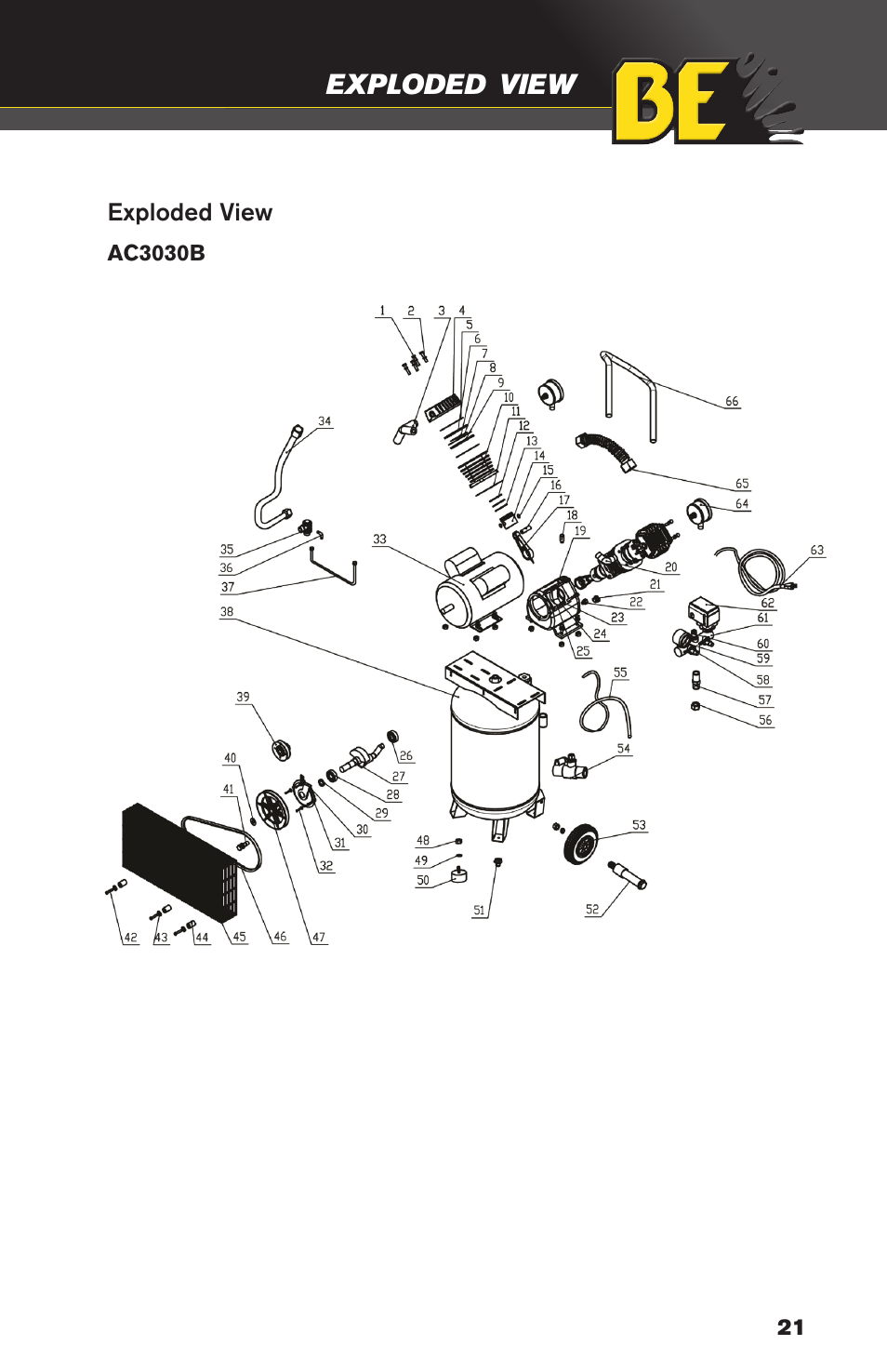 BE Pressure supply 30 Gallon Vertical Air Compressor AC3030B User Manual | Page 21 / 24