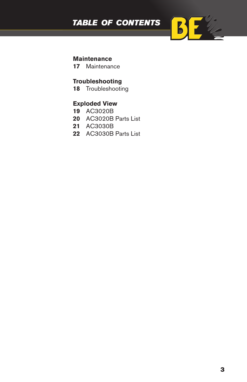 BE Pressure supply 30 Gallon Vertical Air Compressor AC3030B User Manual | Page 3 / 24