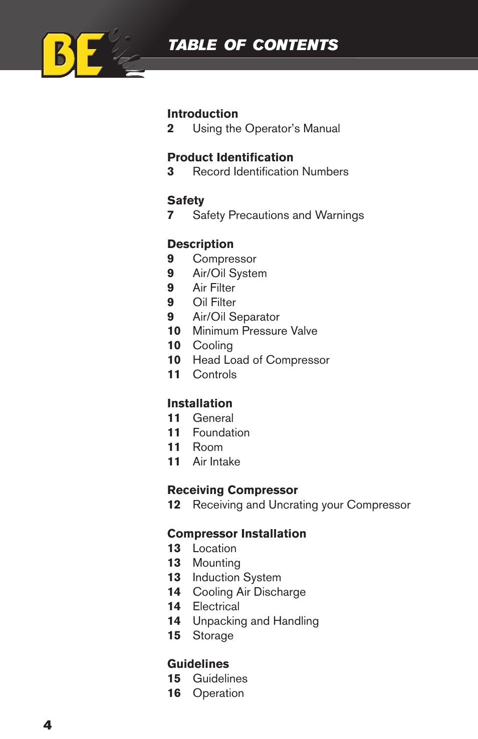 BE Pressure supply 80 Gallon Enclosed Rotary Screw Compressor AC1080SQ User Manual | Page 4 / 37