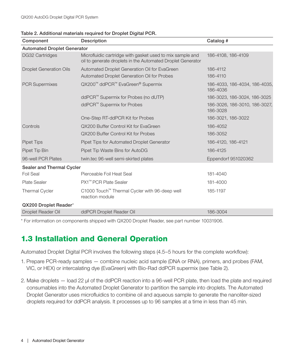 3 installation and general operation | Bio-Rad QX200™ AutoDG™ Droplet Digital™ PCR System User Manual | Page 12 / 48