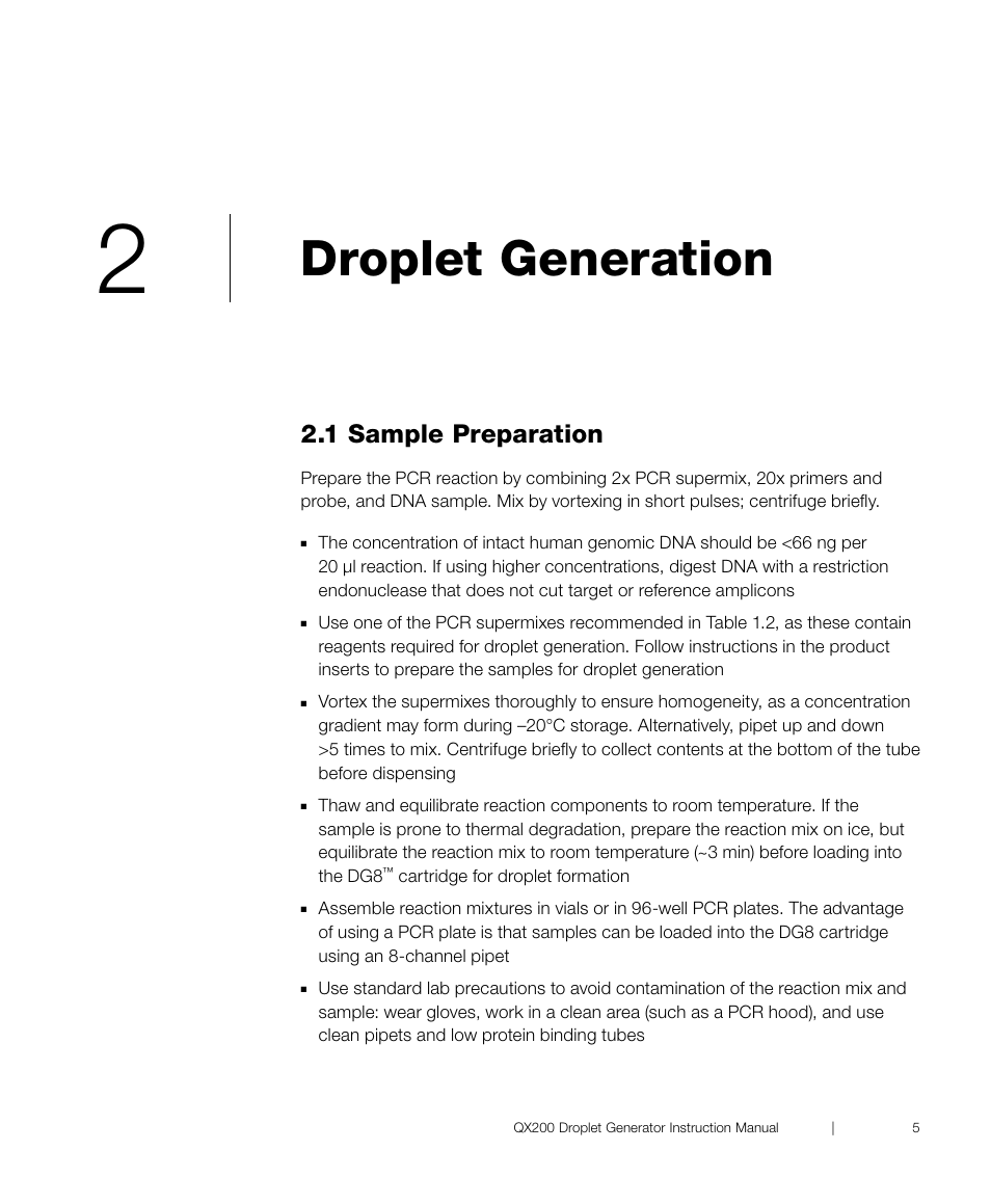 Droplet generation, 1 sample preparation | Bio-Rad ddPCR™ Supermix for Probes User Manual | Page 13 / 28