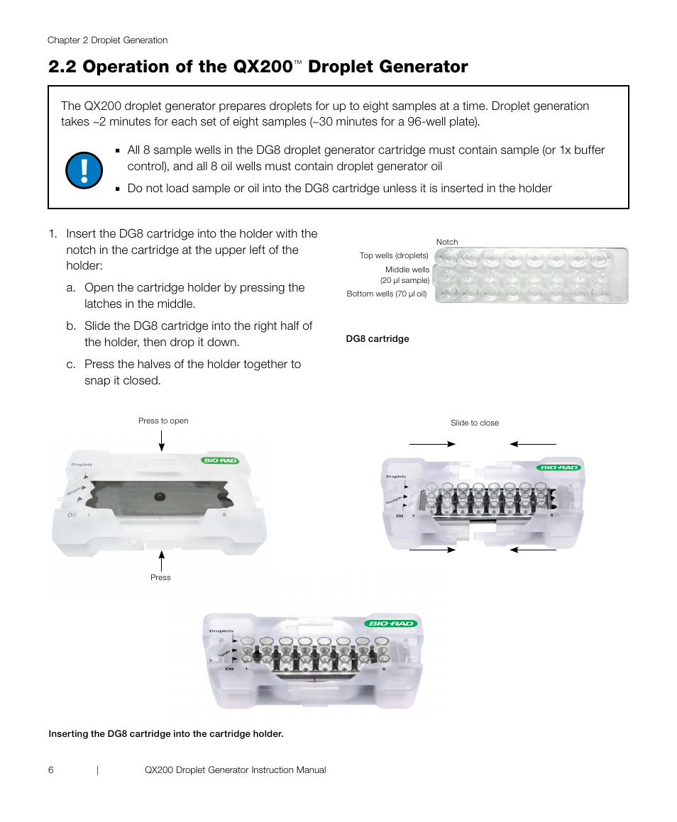 2 operation of the qx200, Droplet generator | Bio-Rad ddPCR™ Supermix for Probes User Manual | Page 14 / 28