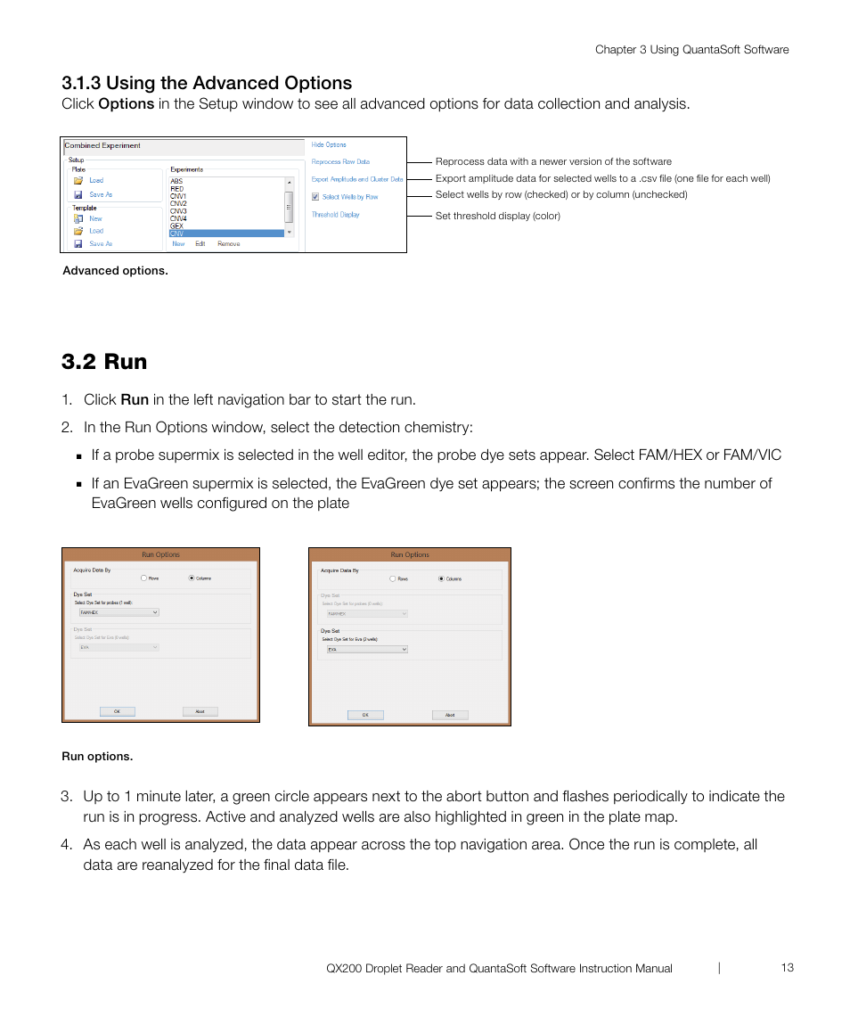 2 run, 3 using the advanced options | Bio-Rad ddPCR™ Supermix for Probes User Manual | Page 21 / 36