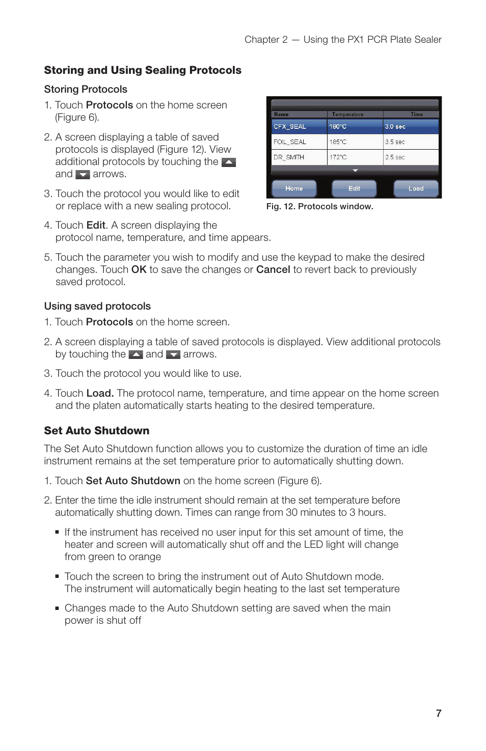 Storing and using sealing protocols, Set auto shutdown | Bio-Rad Peelable Foil Heat Seal User Manual | Page 13 / 24