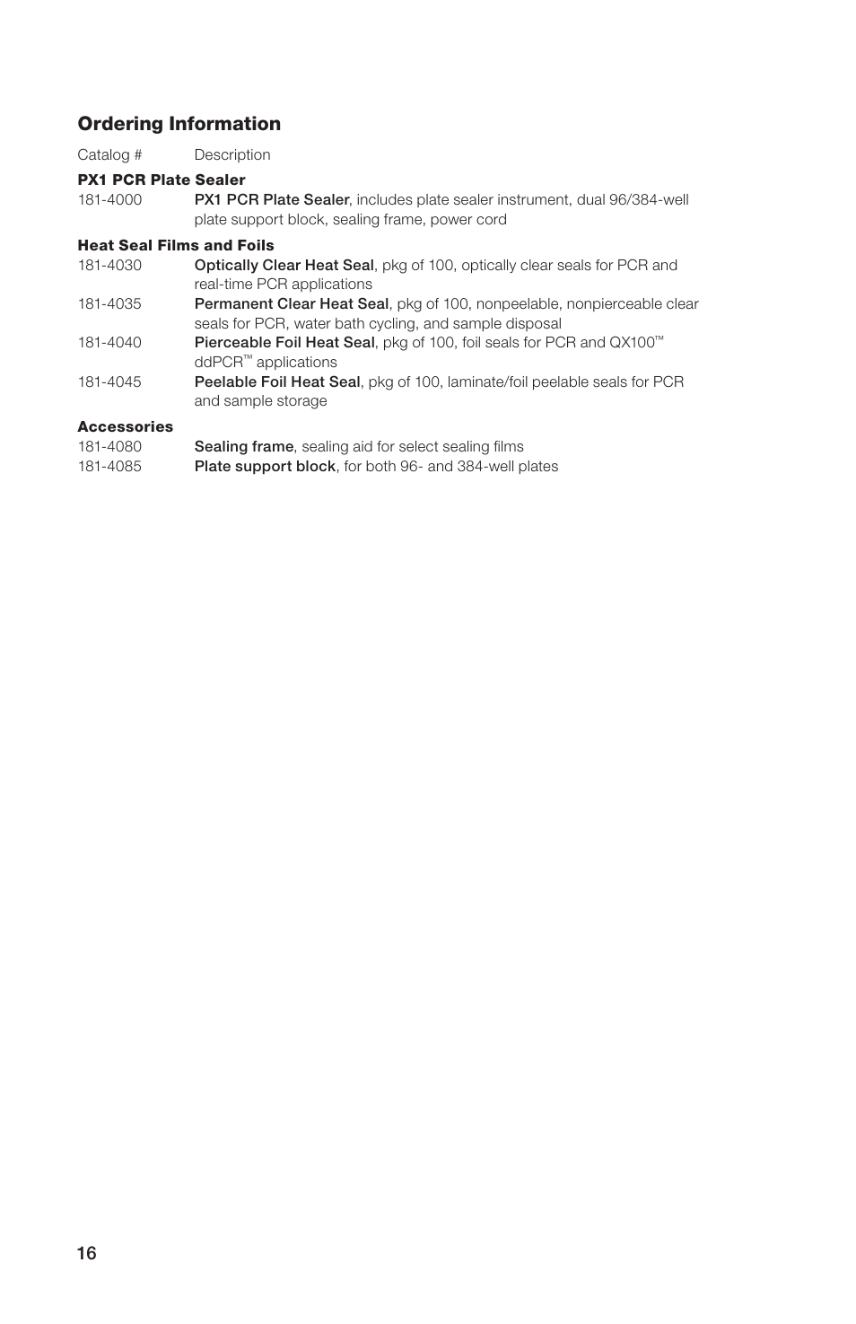 Ordering information | Bio-Rad Peelable Foil Heat Seal User Manual | Page 22 / 24