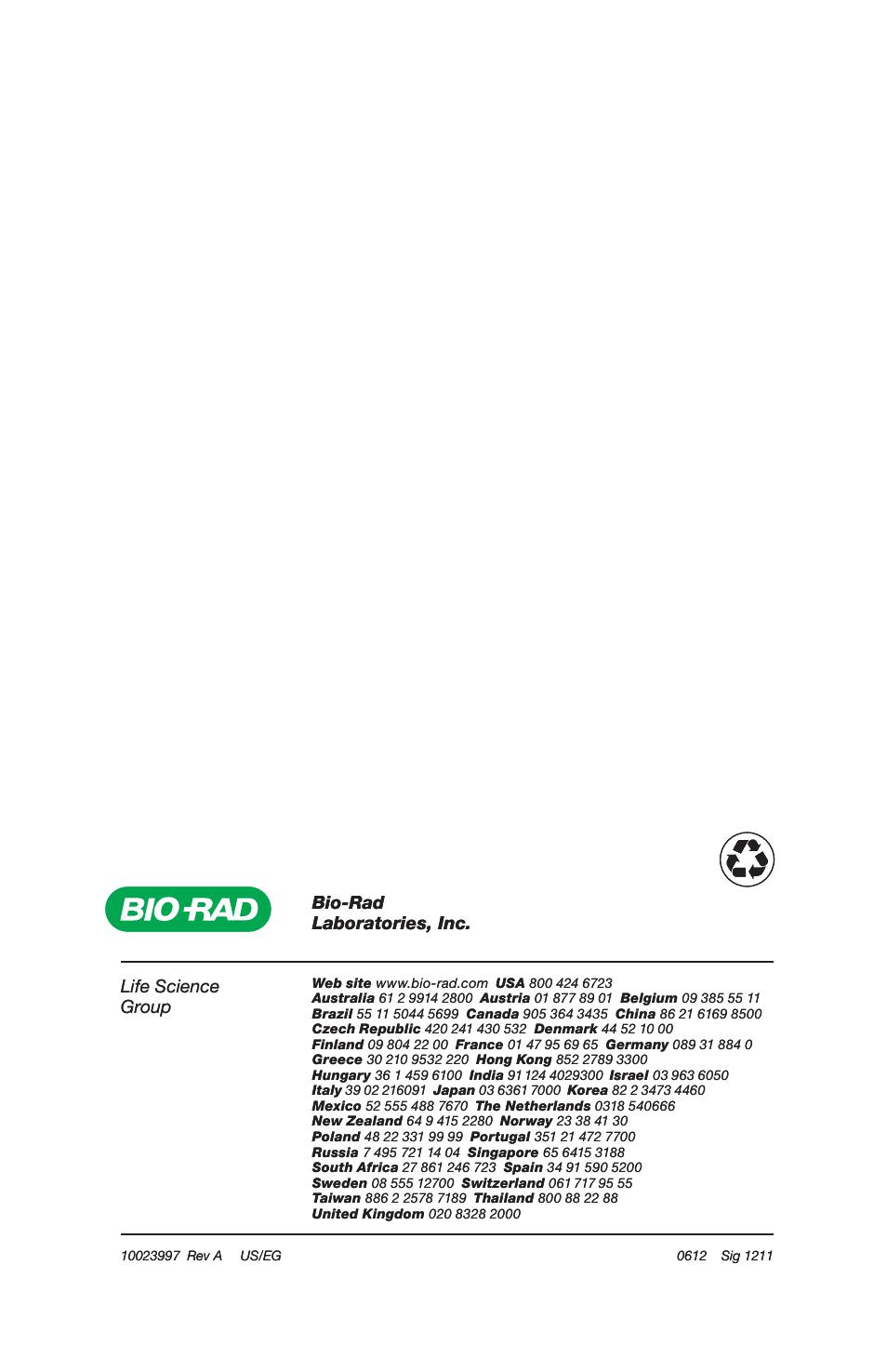 Life science group, Bio-rad laboratories, inc | Bio-Rad Peelable Foil Heat Seal User Manual | Page 24 / 24