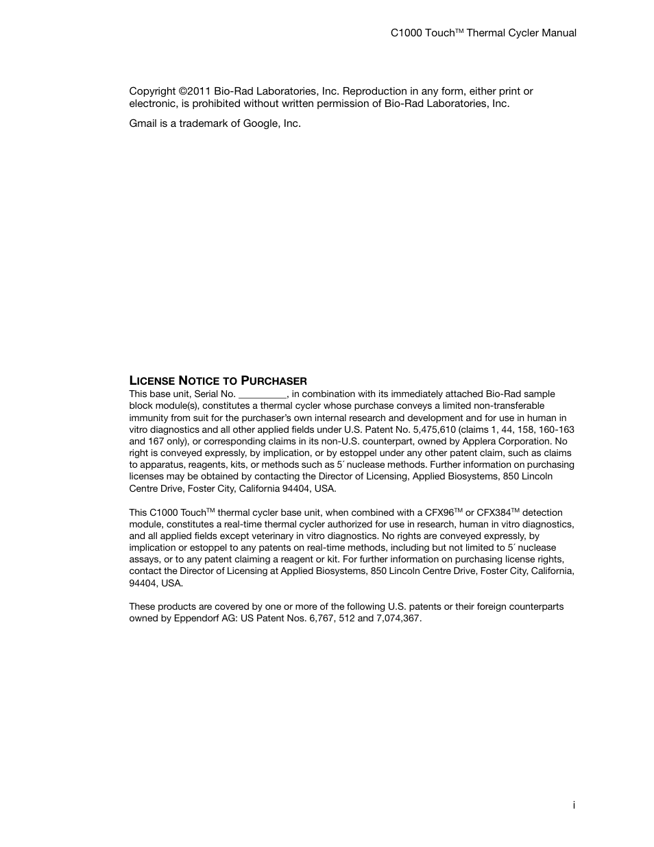 C1000touch_manual content__revb | Bio-Rad C1000 Touch™ Thermal Cycler User Manual | Page 2 / 61