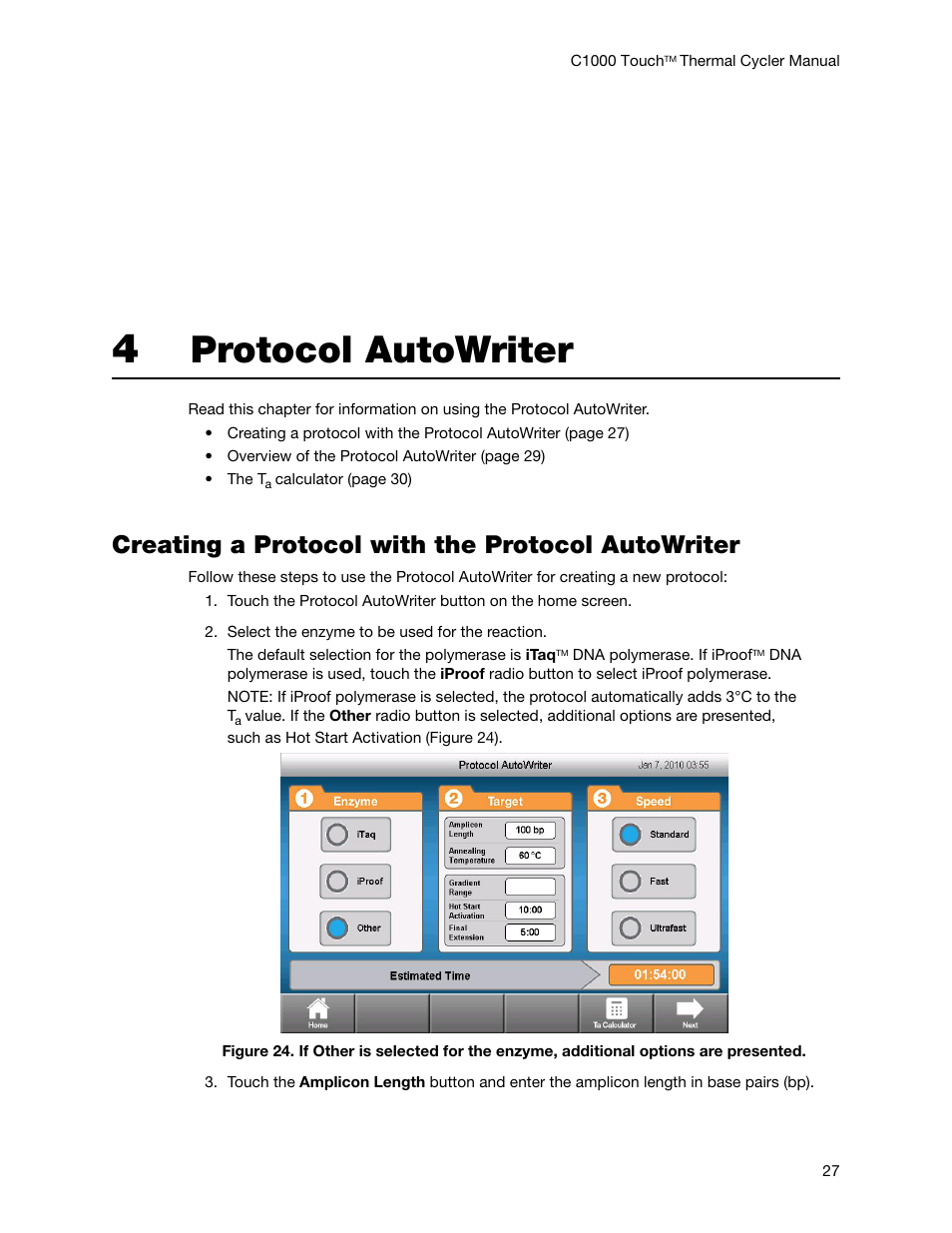 Protocol autowriter, Creating a protocol with the protocol autowriter | Bio-Rad C1000 Touch™ Thermal Cycler User Manual | Page 36 / 61