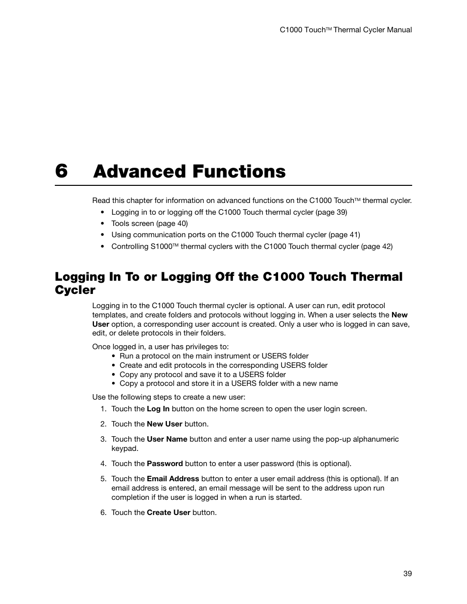 Advanced functions | Bio-Rad C1000 Touch™ Thermal Cycler User Manual | Page 48 / 61