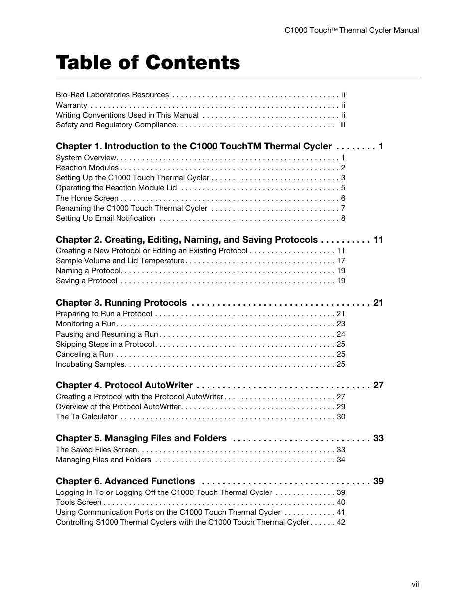 Bio-Rad C1000 Touch™ Thermal Cycler User Manual | Page 8 / 61