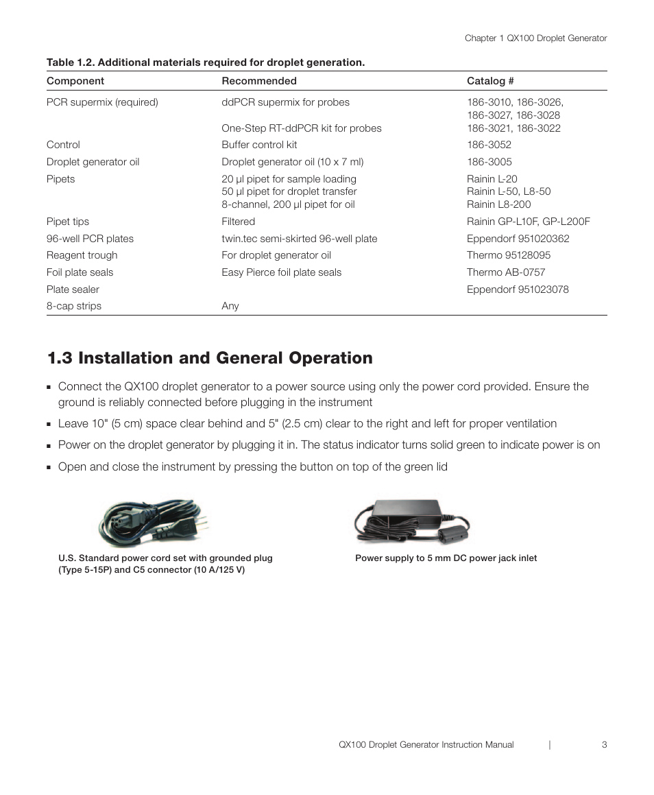 3 installation and general operation | Bio-Rad QX100™ Droplet Digital™ PCR System User Manual | Page 9 / 24
