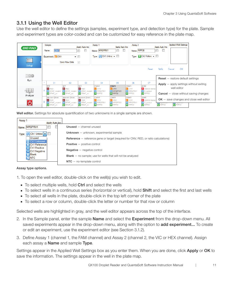 1 using the well editor | Bio-Rad QX100™ Droplet Digital™ PCR System User Manual | Page 17 / 32