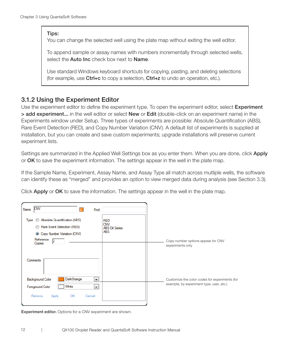 2 using the experiment editor | Bio-Rad QX100™ Droplet Digital™ PCR System User Manual | Page 18 / 32