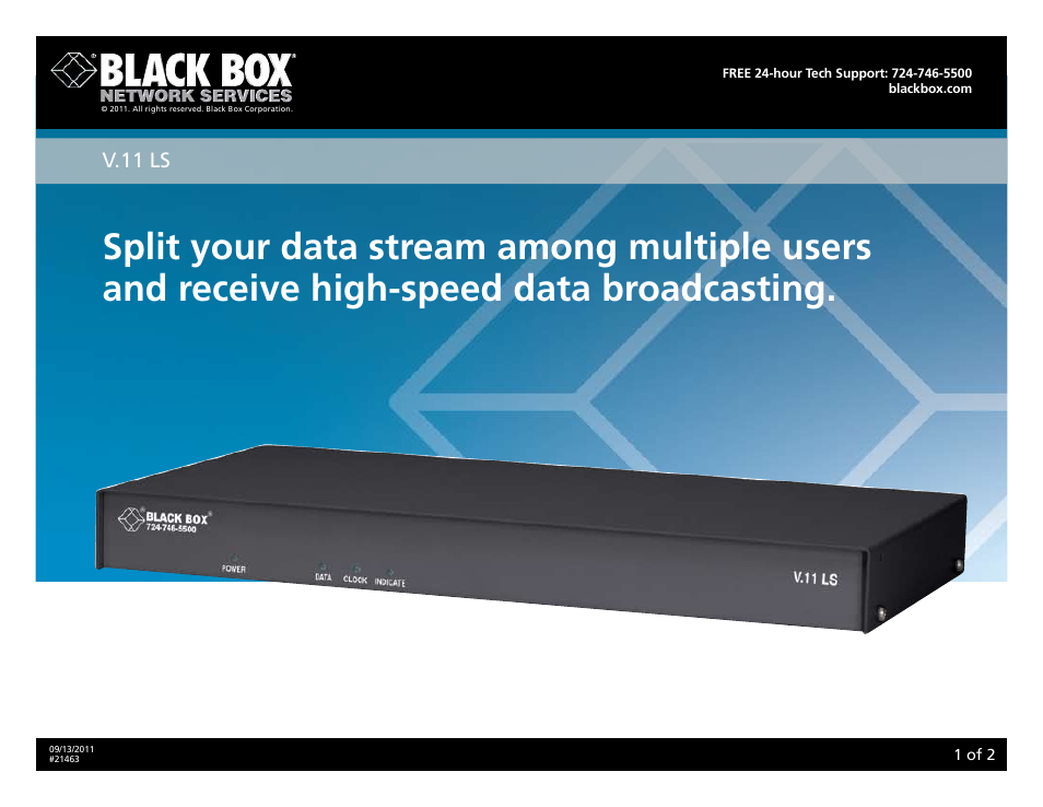 Black Box V.11 LS User Manual | 2 pages