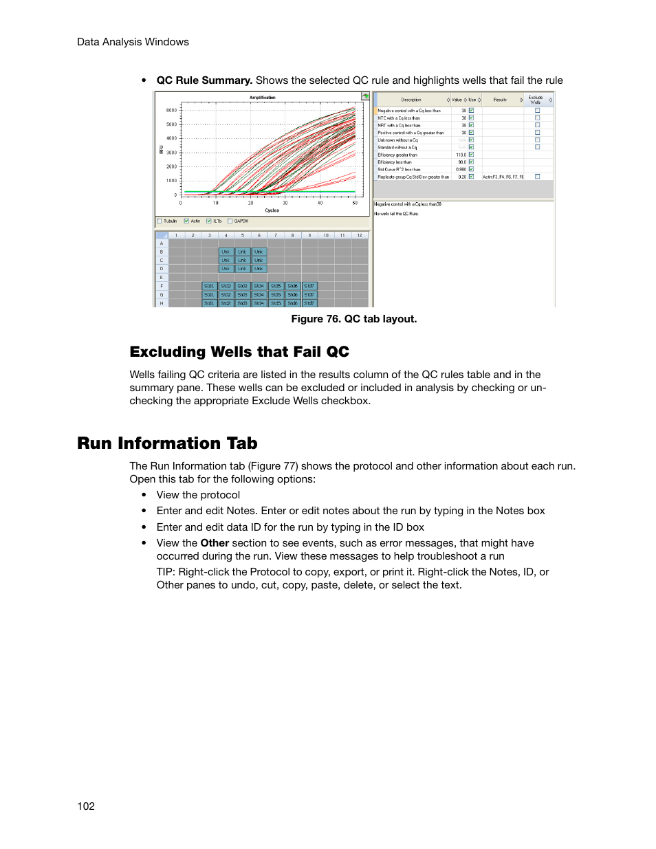 Run information tab, Excluding wells that fail qc | Bio-Rad Firmware & Software Updates User Manual | Page 115 / 178