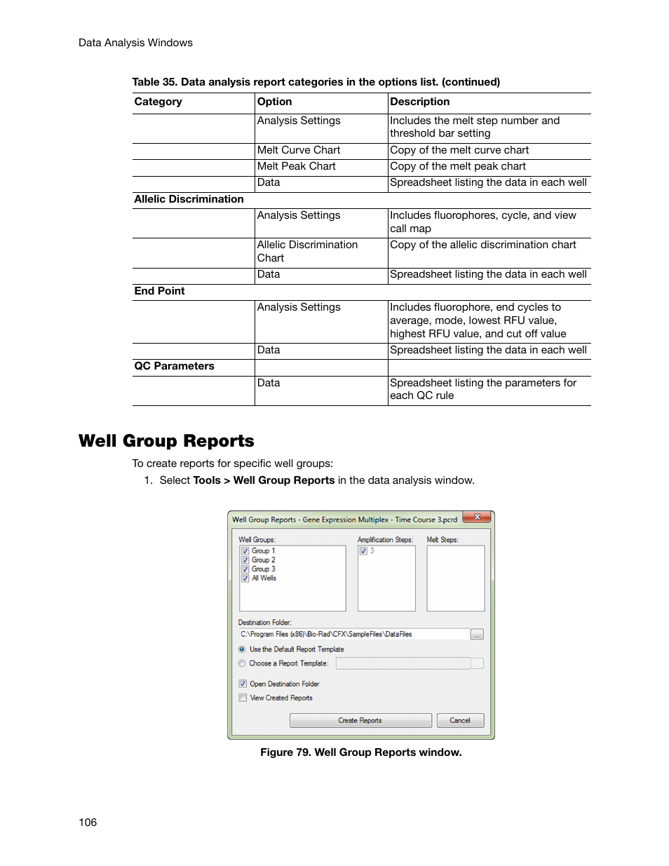 Well group reports | Bio-Rad Firmware & Software Updates User Manual | Page 119 / 178